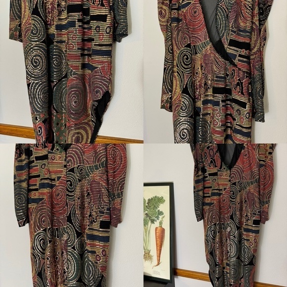 Vintage Janine metallic mosaic party dress size M - Picture 4 of 16